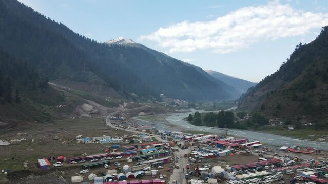 Aerial view of Kunhar River, a popular tourist destination.  in Pakistan