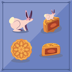 Fototapeta premium flat mid autumn festival icons