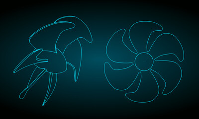 Propeller screw blueprints © blacklight_trace