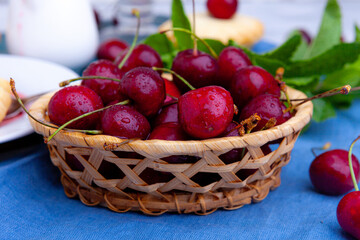 cherries in a basket