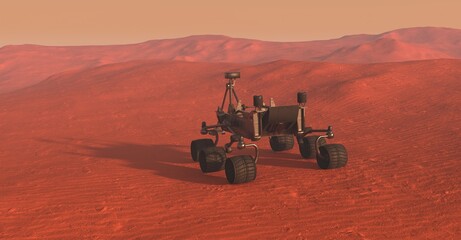 The Mars Rover on Mars 3D Illustration - 521557569