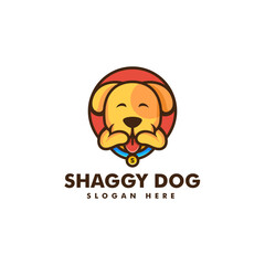 Vector Logo Illustration Shaggy Dog Mascot Cartoon Style.