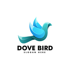 Vector Logo Illustration Dove Gradient Colorful Style.