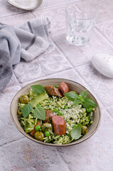 Pasta with vegetables and sausages