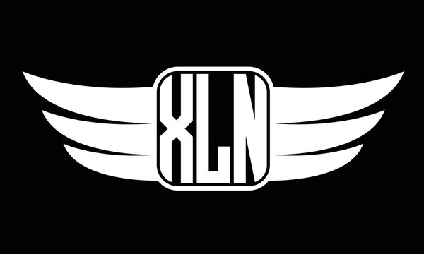XLN three letter Wing logo design. flying Vector template