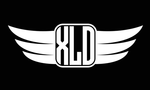 XLO three letter Wing logo design. flying Vector template