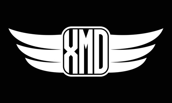 XMO three letter Wing logo design. flying Vector template