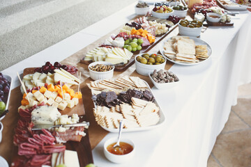 A view of a grazing table, seen at a local catered event.