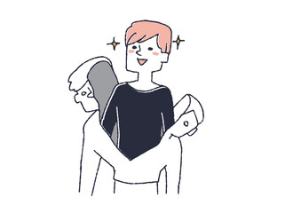 新しく生まれ変わった男性　精神面での回復や治療の段階ごとのイラスト