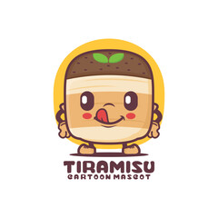 cute tiramisu cartoon. italian dessert vector illustration