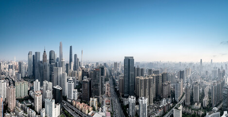 Fototapeta na wymiar Aerial photography of urban buildings skylines on both sides of the Pearl River in Guangzhou, China