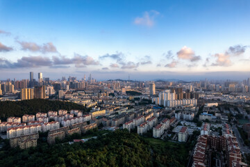 Fototapeta premium Aerial photography of urban buildings skylines on both sides of the Pearl River in Guangzhou, China