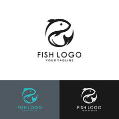 Fish icon illustration simple design element vector logo template