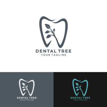 Leaf dental Logo, green logo dental ,abstract logo dental