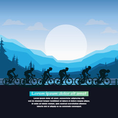 Silhouette of the cycling a bicycle Vector illustration.