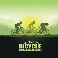 Naklejka na ściany i meble Silhouette of the cycling a bicycle Vector illustration.