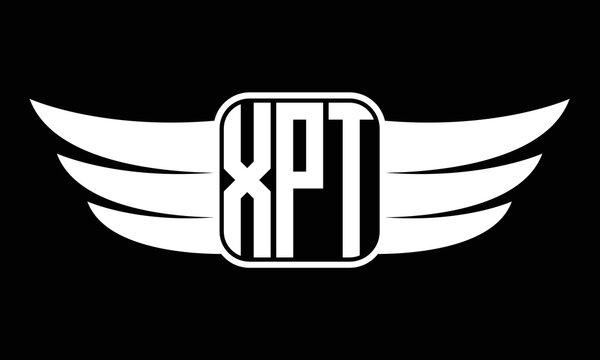 XPT three letter Wing logo design. flying Vector template