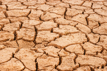 Drouht impact.Drying lake effect of extreme weather.Climate change and Drought impact.Global warming concept.