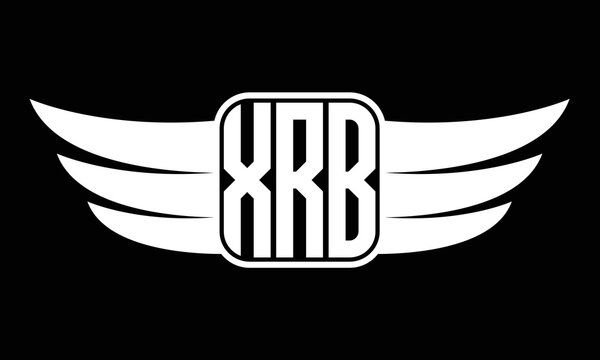 XRB three letter Wing logo design. flying Vector template