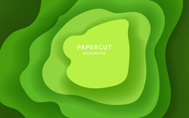 Fototapeta premium multi colored abstract green colorful wavy papercut overlap layers background. eps10 vector