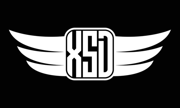 XSD three letter Wing logo design. flying Vector template