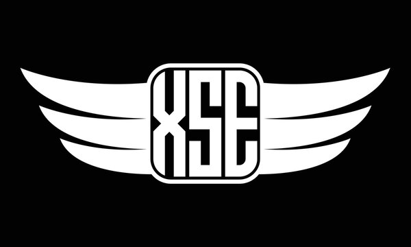 XSE three letter Wing logo design. flying Vector template