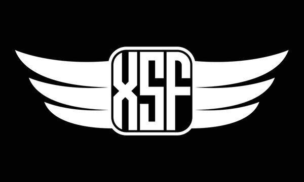 XSF three letter Wing logo design. flying Vector template