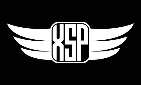 XSP three letter Wing logo design. flying Vector template