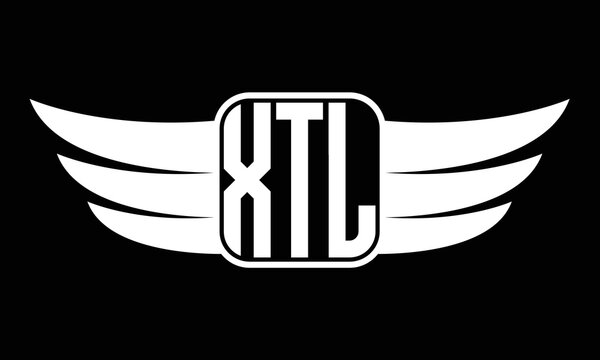 XTL three letter Wing logo design. flying Vector template