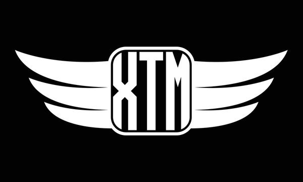 XTM three letter Wing logo design. flying Vector template
