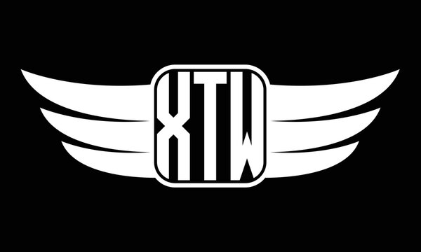 XTW three letter Wing logo design. flying Vector template
