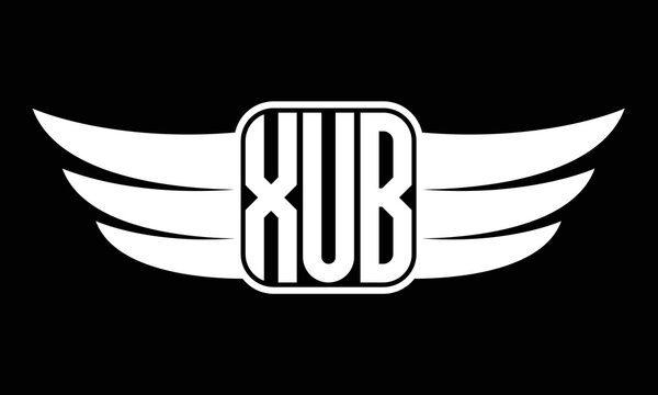 XUB three letter Wing logo design. flying Vector template
