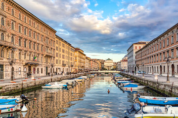 Panoramic view of Canale Grande on April 10,  2016, in Trieste, Italy.