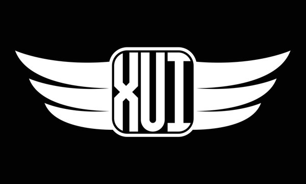 XUI three letter Wing logo design. flying Vector template
