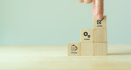 Work tracking concept  TO DO, DOING, DONE. Kanban board tools for effective team management. Agile project management tool to help visualize work, limit work-in-progress, and maximize efficiency. © Parradee