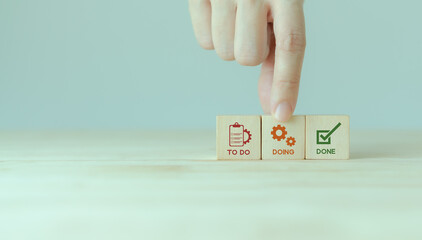 Work tracking concept  TO DO, DOING, DONE. Kanban board tools for effective team management. Agile project management tool to help visualize work, limit work-in-progress, and maximize efficiency. © Parradee