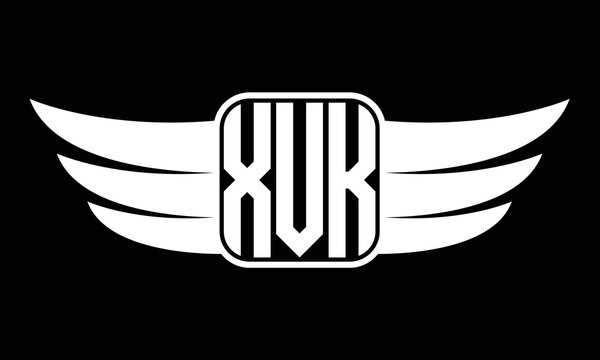 XVK three letter Wing logo design. flying Vector template