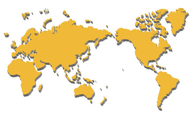 3Dの世界地図、地球、太平洋