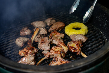 the meat is grilled on charcoal
