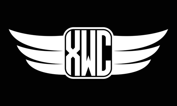 XWC three letter Wing logo design. flying Vector template