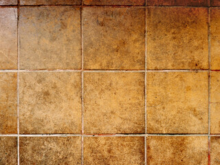 old brown tiled floor for making background