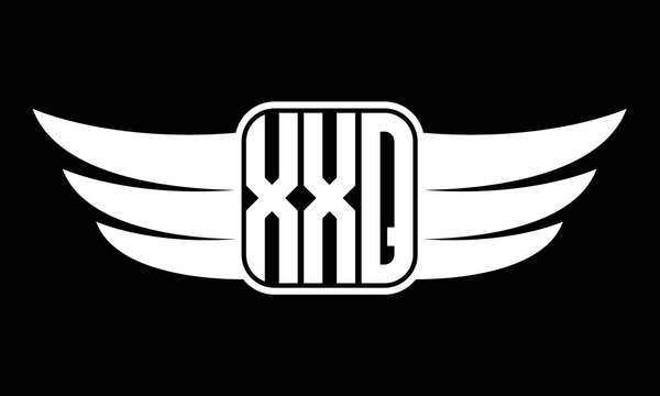 XXQ three letter Wing logo design. flying Vector template