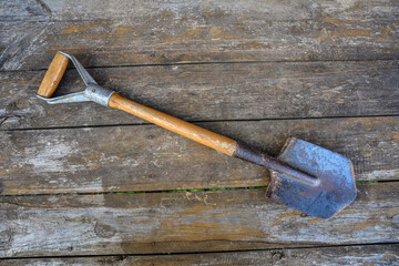 Small rusty shovel .