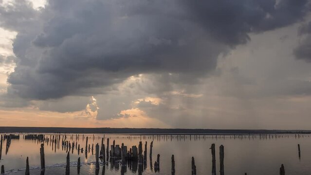 This is a storm and sunset on the Kuyalnitsky estuary.