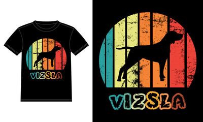 Funny Vizsla Retro Vintage Sunset T-shirt Design template, Vizsla Board, Car Window Sticker, POD, cover, Isolated white background, Silhouette Gift for Vizsla Lover
