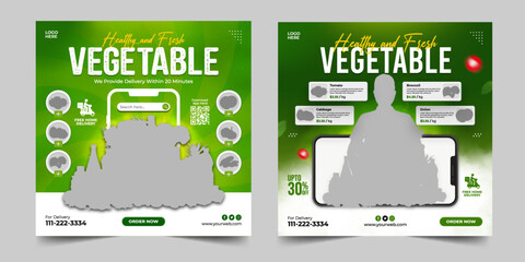 Fruits and vegetables social media banner Instagram posts template
