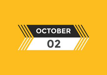 october 2 Calendar icon Design. Calendar Date 2nd october. Calendar template 
