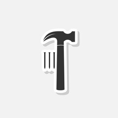 Hammer and nails sticker icon isolated on white