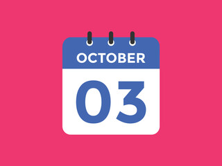 october 3 Calendar icon Design. Calendar Date 3rd october. Calendar template 
