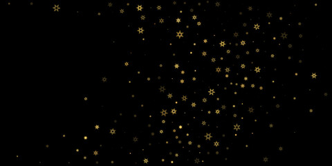 Falling Snow flakes golden pattern Holiday Vector